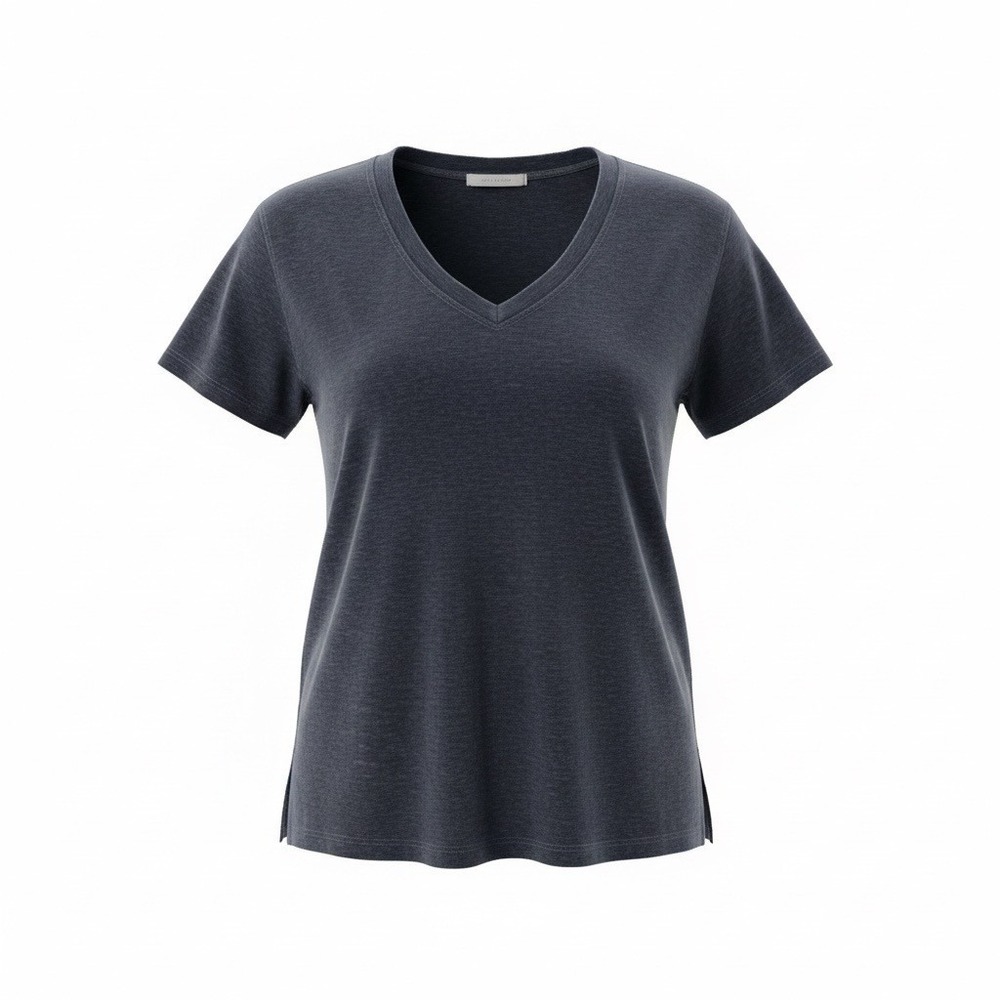 Lucky Brand Womens Gray Burnout V-Neck Short Sleeve T-Shirt Size S